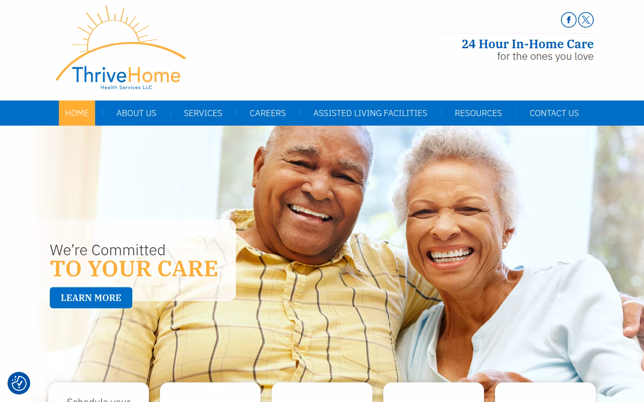 Thrive Home Care Services website