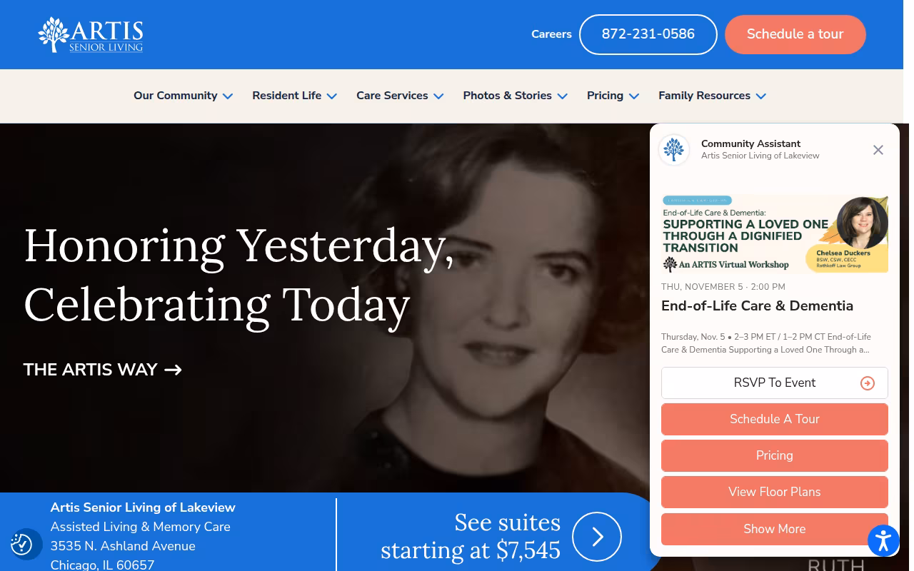 Artis Senior Living of Lakeview website
