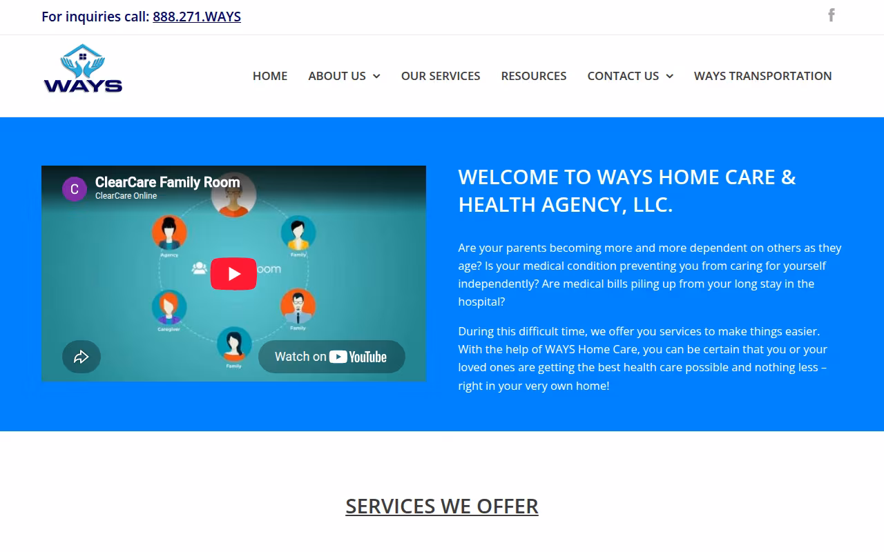 WAYS Home Care & Health Agency, LLC website