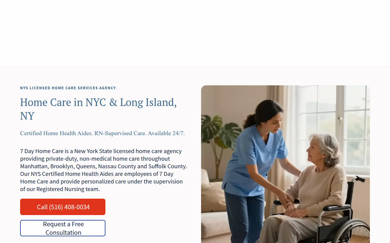 7 Day Home Care website