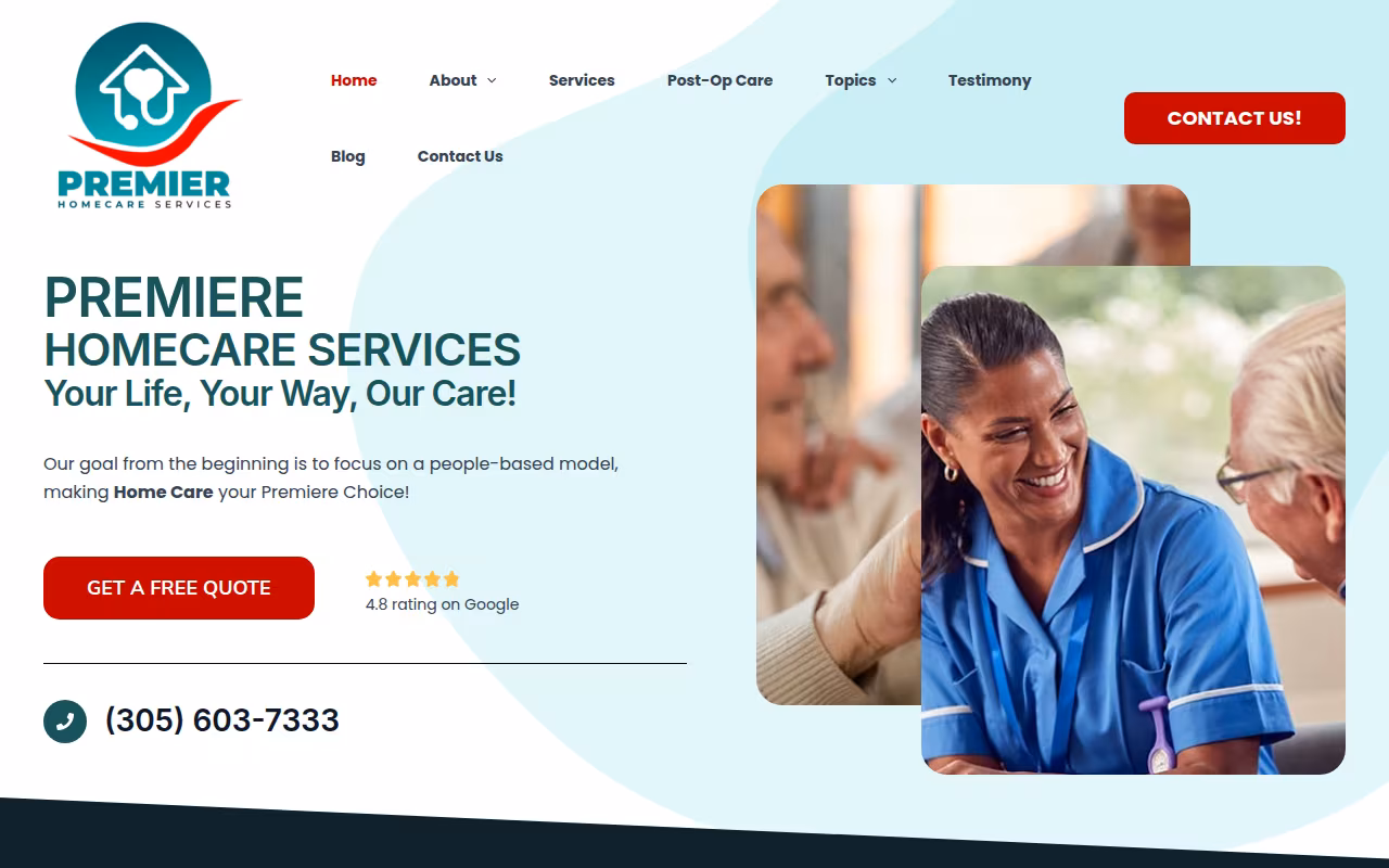 Premier Homecare Services website