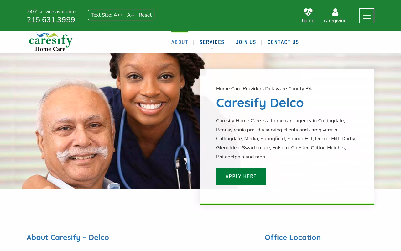 Caresify Home Care – Delaware County & Main Line website