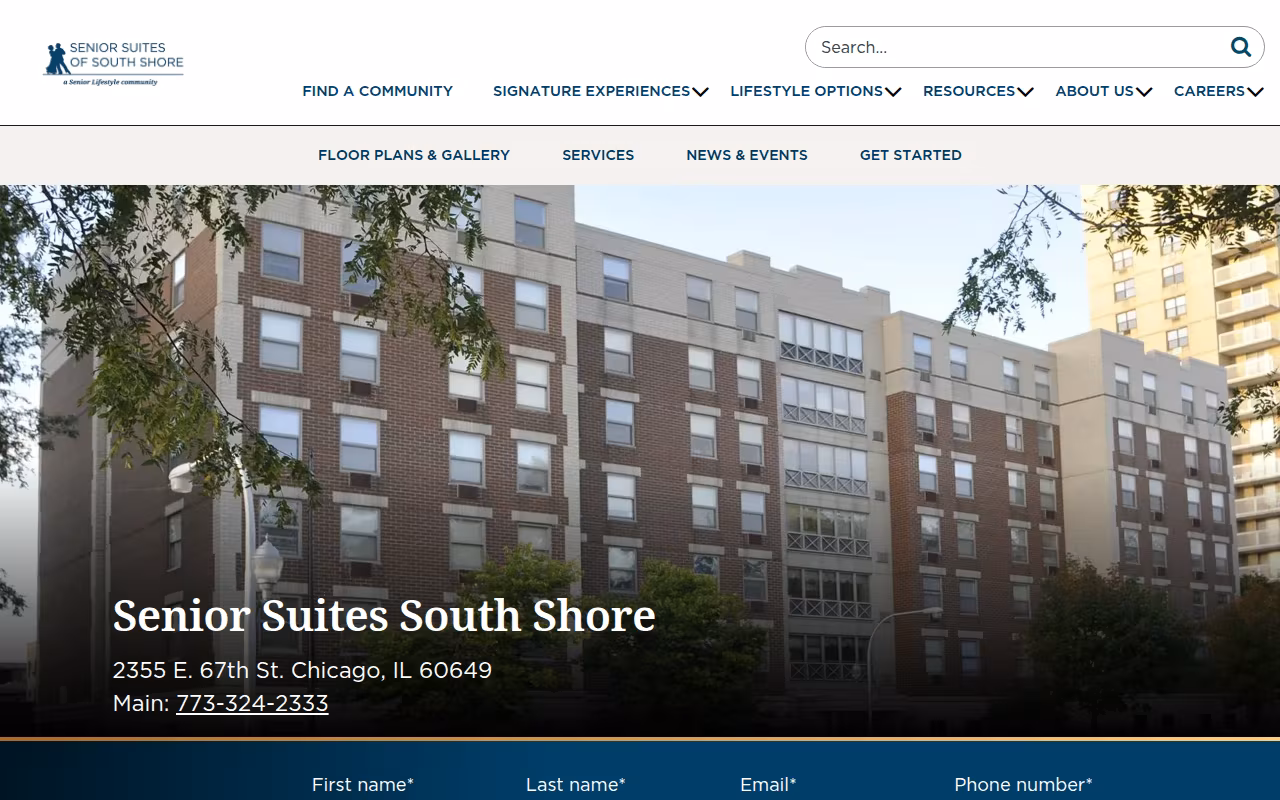 Senior Suites of South Shore website