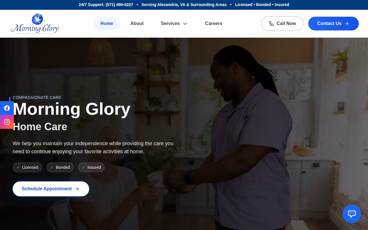 Morning Glory Homecare website