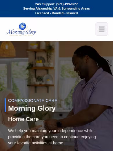Morning Glory Homecare website