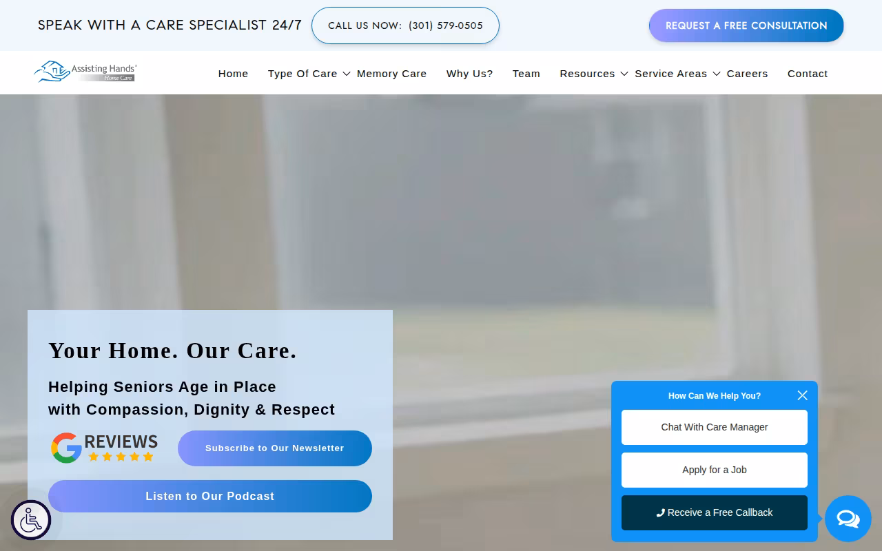 Assisting Hands Home Care website