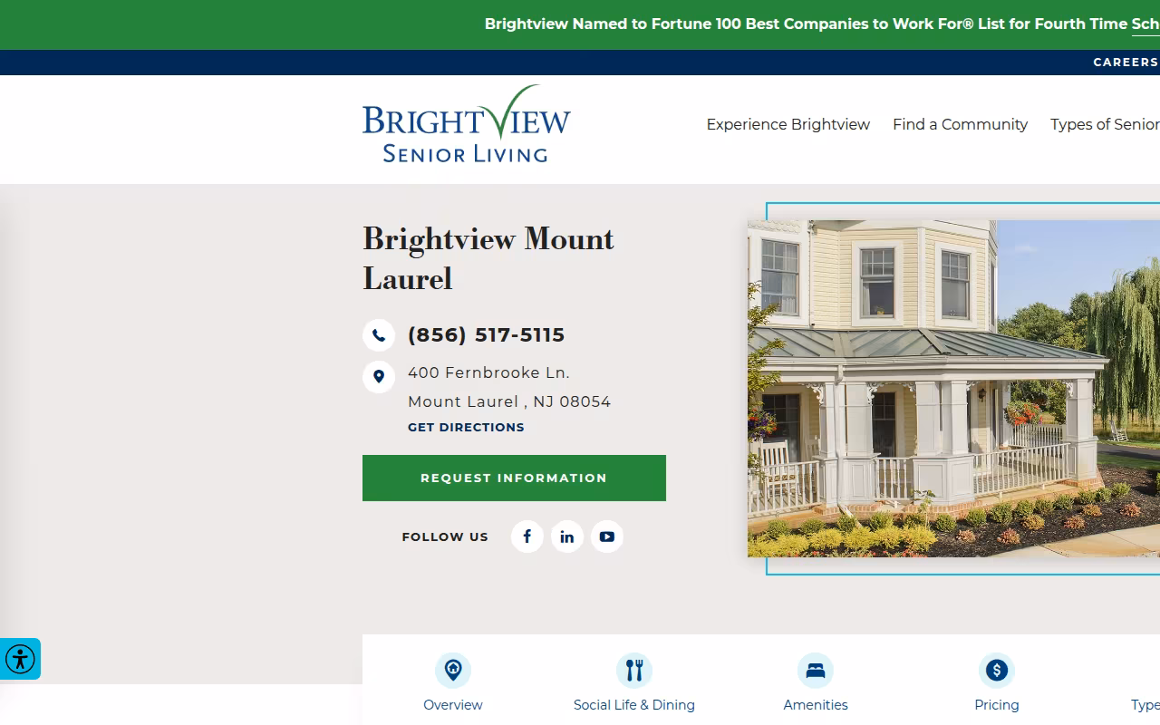 Brightview Mount Laurel - Senior Assisted Living and Memory Care website