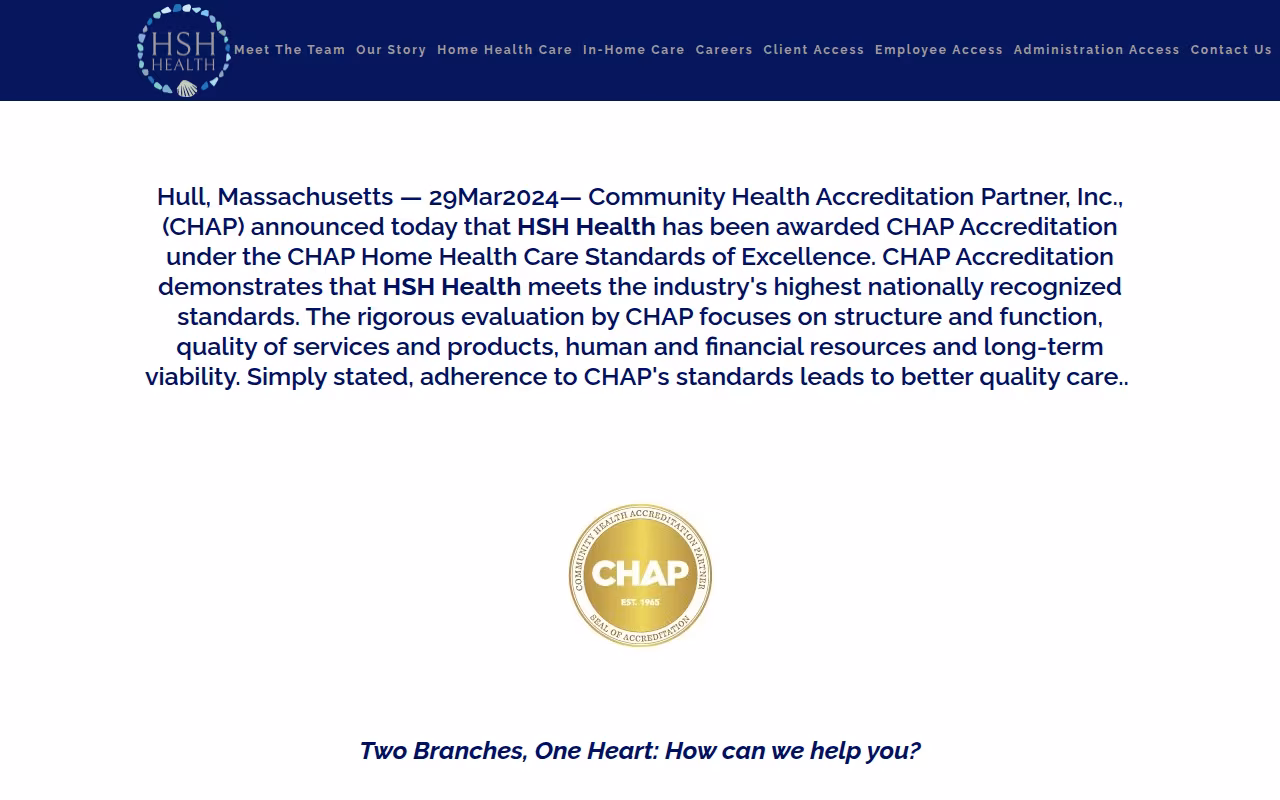 Home Sweet Home Health Services website