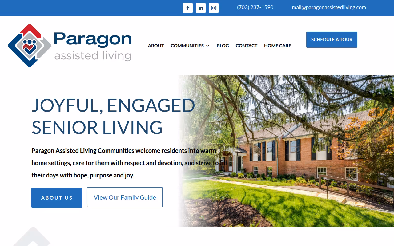 Paragon Assisted Living website