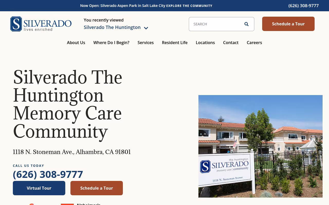 Silverado The Huntington Memory Care Community website