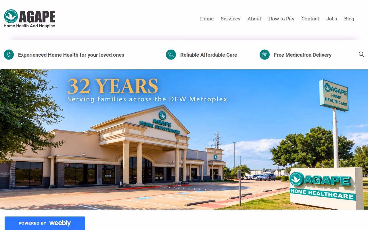 Agape Home Healthcare website