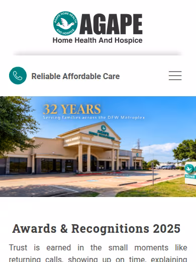 Agape Home Healthcare website