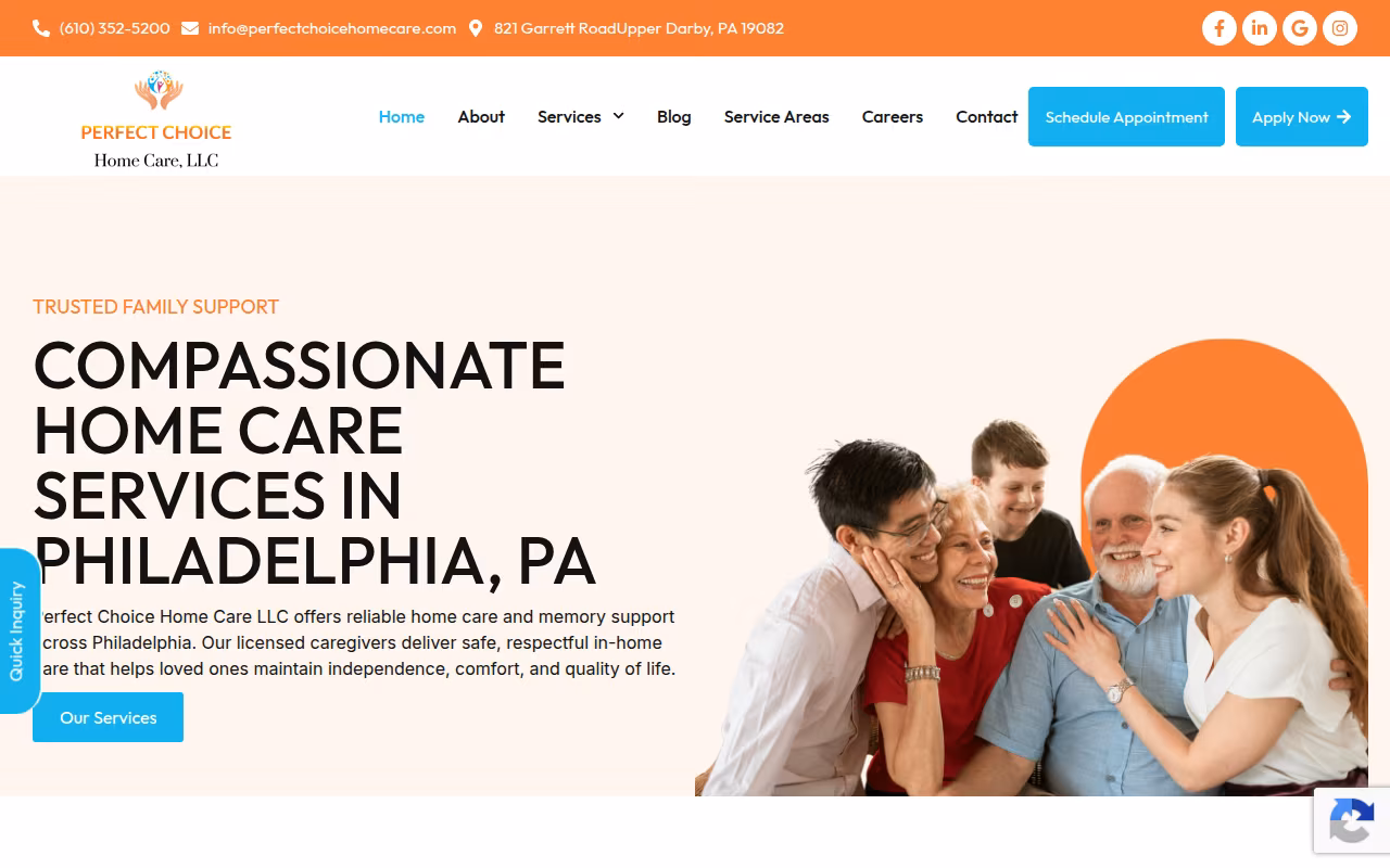 Perfect Choice Home Care, LLC website