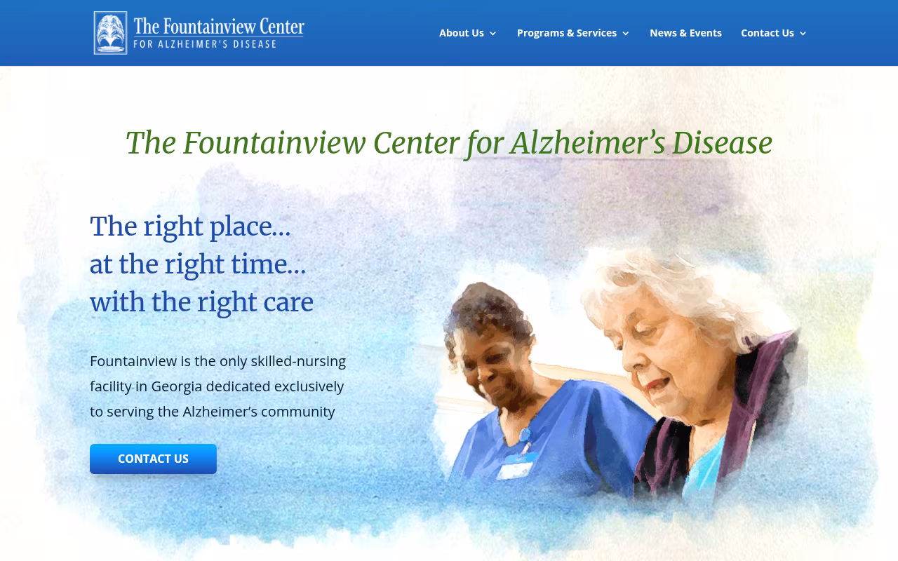 The Fountainview Center for Alzheimer's Disease website