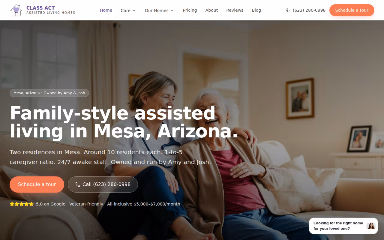Class Act Assisted Living and Memory Care website