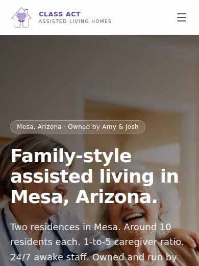 Class Act Assisted Living and Memory Care website