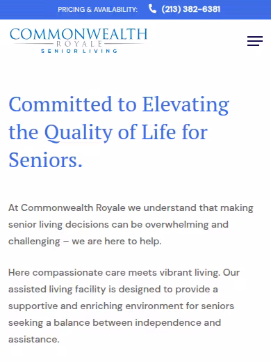 Commonwealth Royale Senior Living website