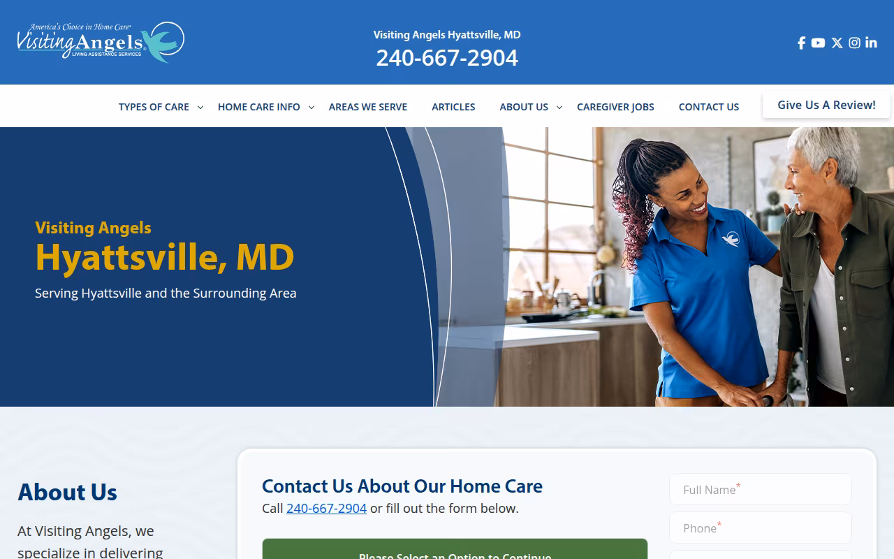 Visiting Angels Senior Home Care Hyattsville website