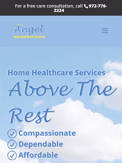 Angel Home Healthcare Services website
