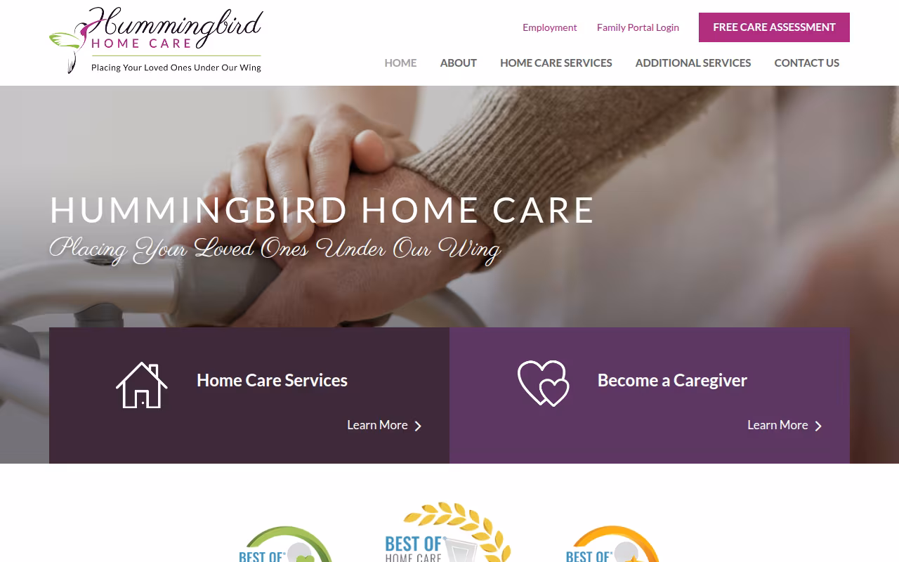 Hummingbird Home Care website