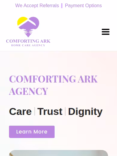 Comforting Ark Home Care Agency website