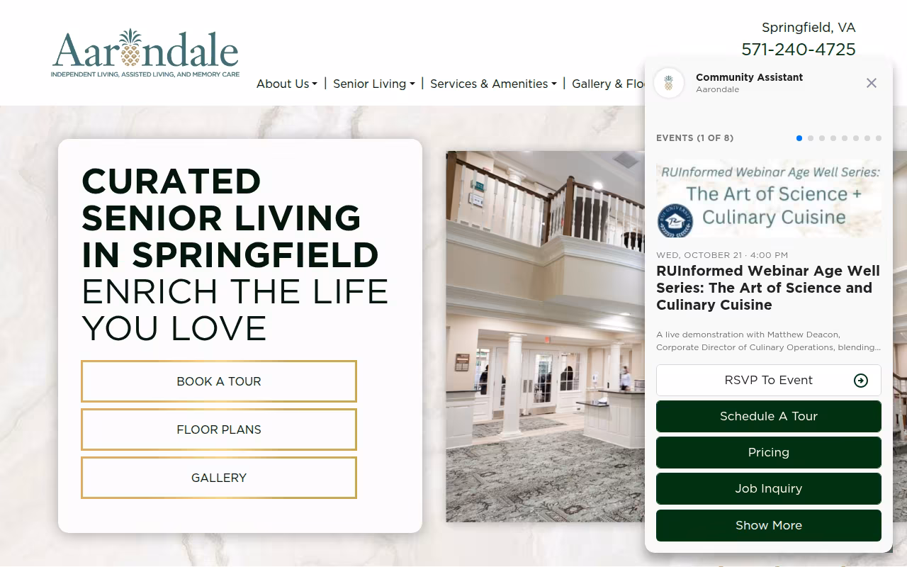 Aarondale Independent Living, Assisted Living and Memory Care Community website