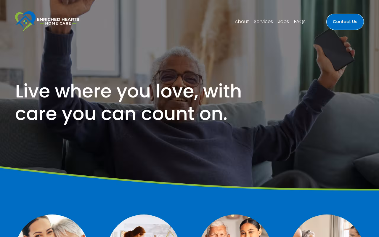 Enriched Hearts Home Care website