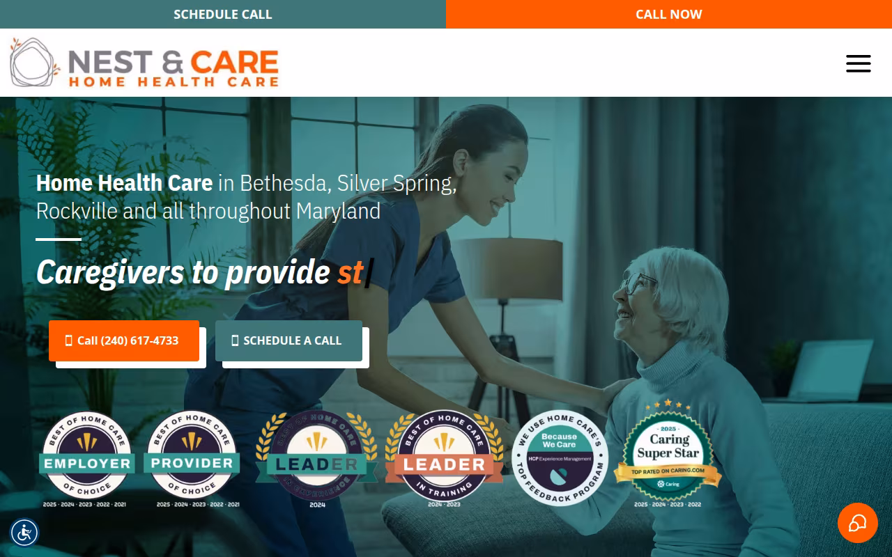 Nest & Care Home Health Care website