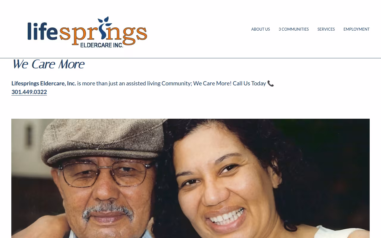 Lifesprings Eldercare Inc website