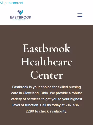 Eastbrook Healthcare Center - Providing on-site Ventilator Dialysis website