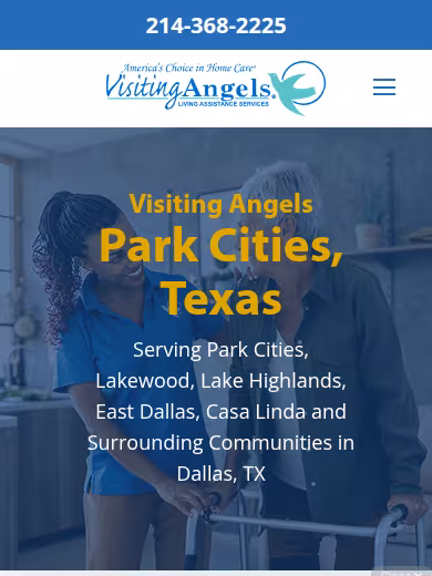 Visiting Angels Senior Home Care Dallas - Park Cities website
