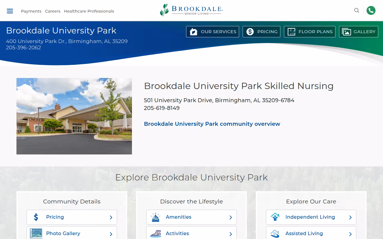 Brookdale University Park Skilled Nursing website