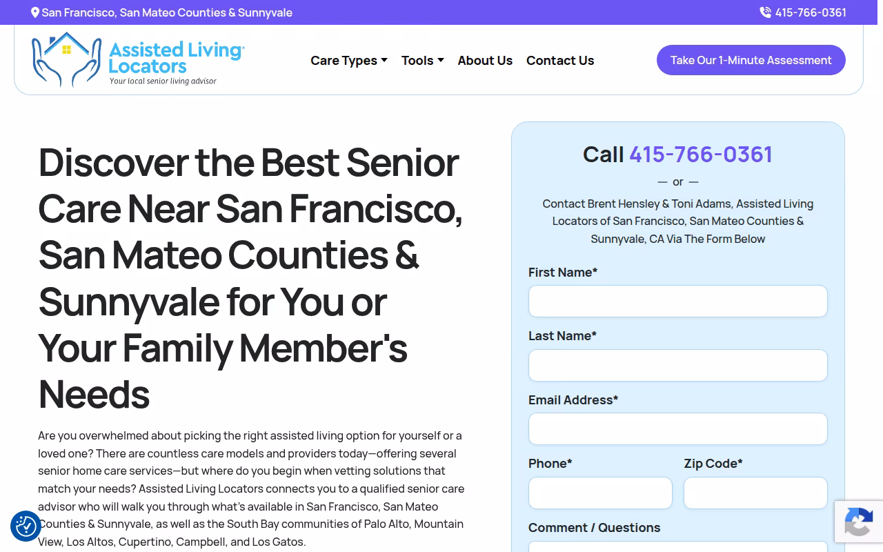 Assisted Living Locators of San Francisco, San Mateo Counties & Sunnyvale website