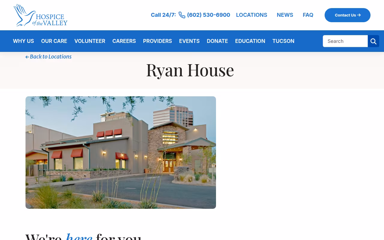 Hospice of the Valley at Ryan House website