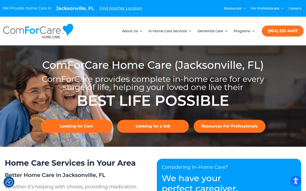 ComForCare Home Care of Jacksonville website
