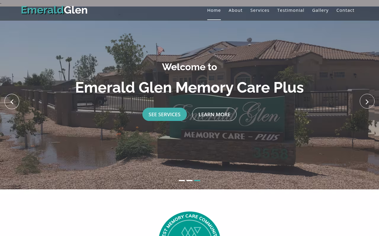 Emerald Glen Assisted Living website