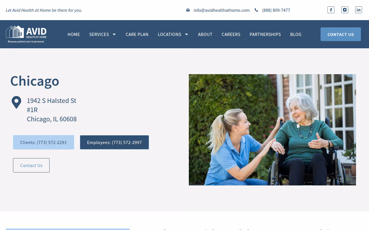 Avid Health at Home website