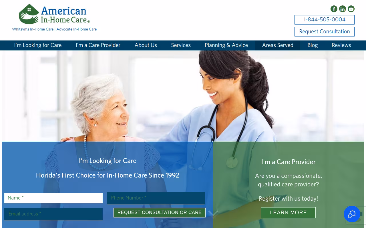 American In-Home Care - Jacksonville website