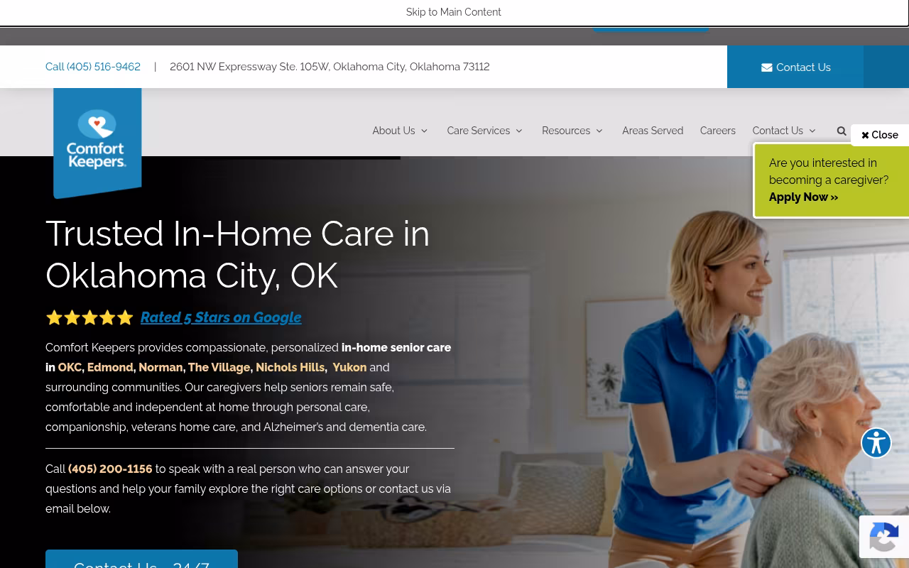 Comfort Keepers Home Care website