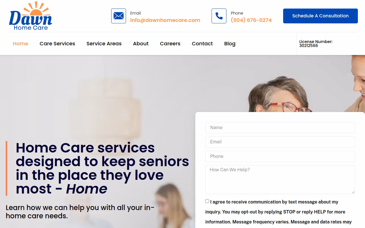 Dawn Home Care website