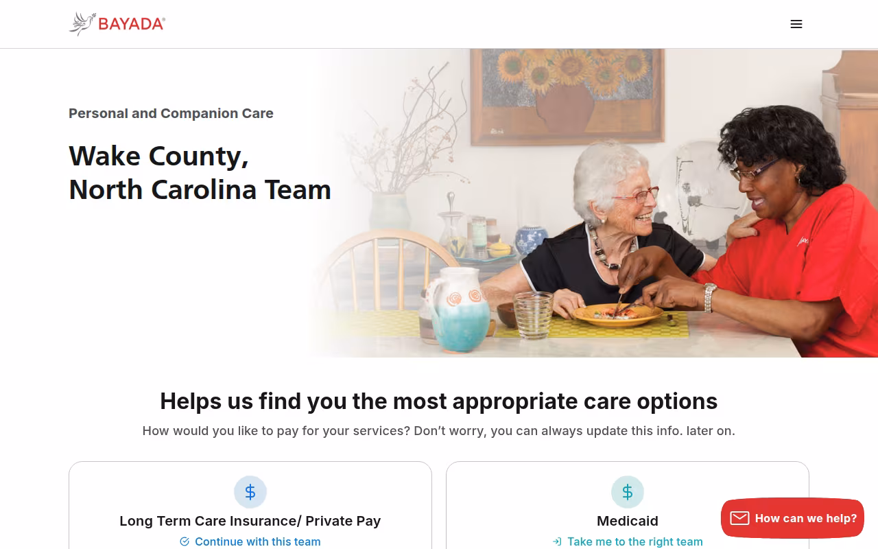 BAYADA Assistive Care website