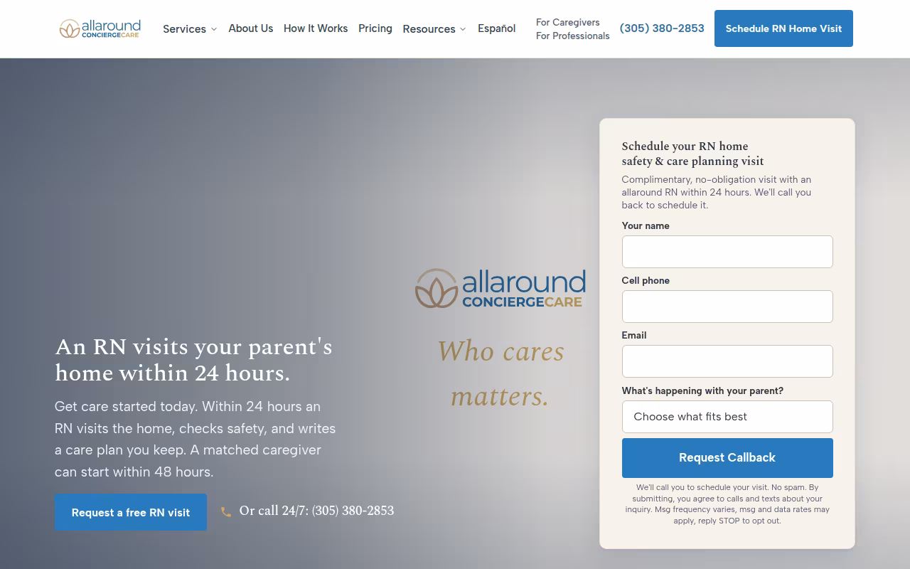 allaround Concierge Care website