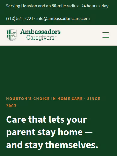 Ambassadors Caregivers website