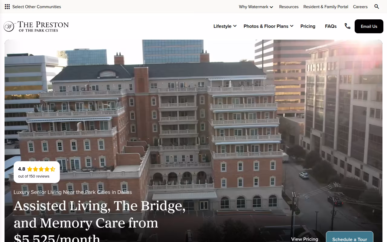 The Preston of the Park Cities website