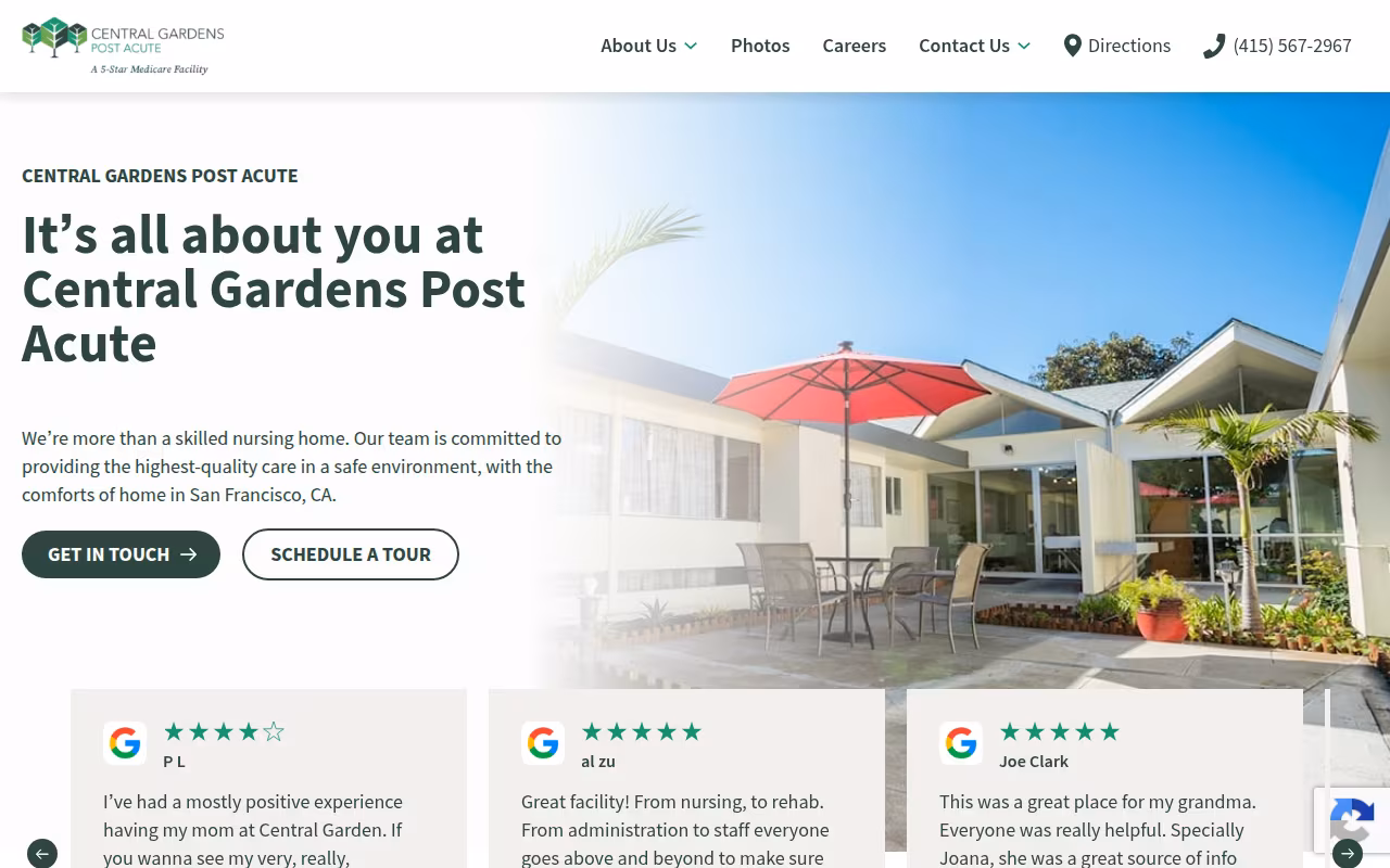 Central Gardens Post Acute website
