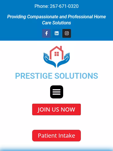 Prestige Solutions HomeCare Agency website