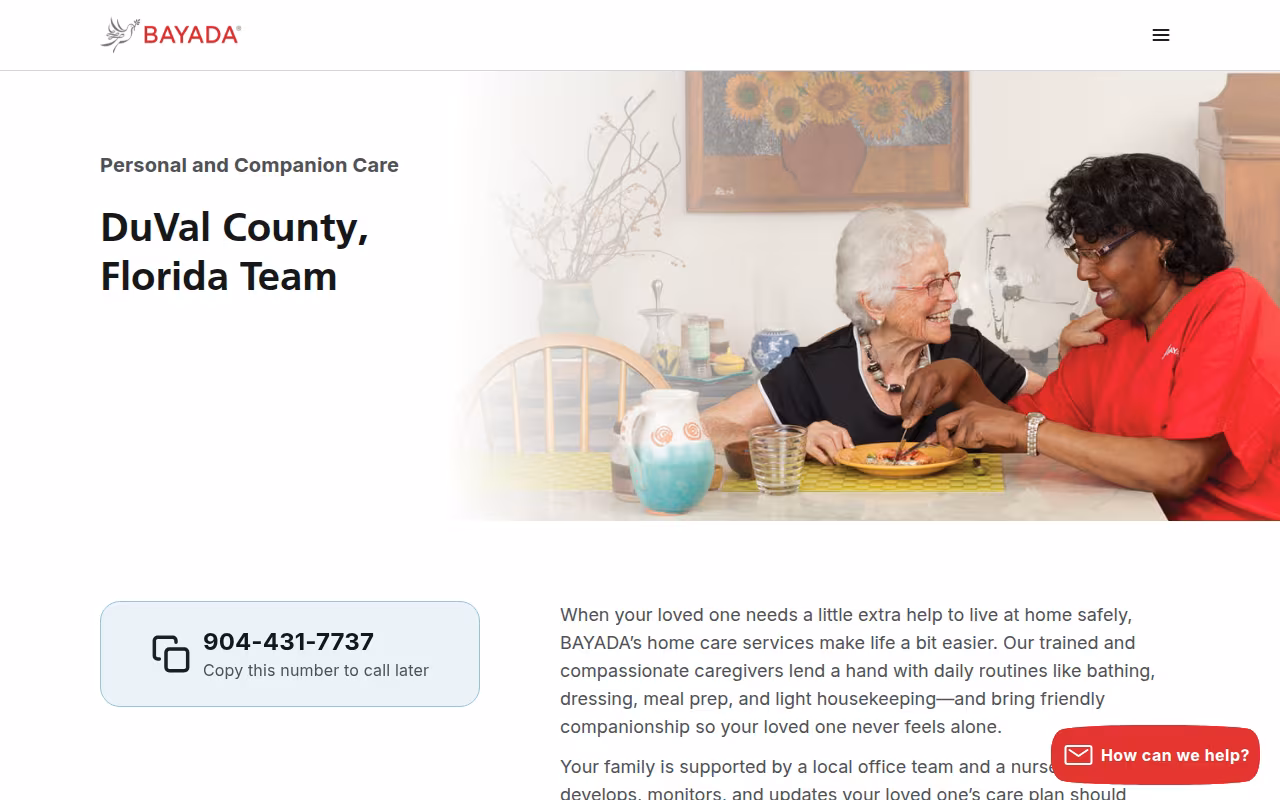 BAYADA Home Health | Personal & Companion Care Services, Jacksonville, FL website