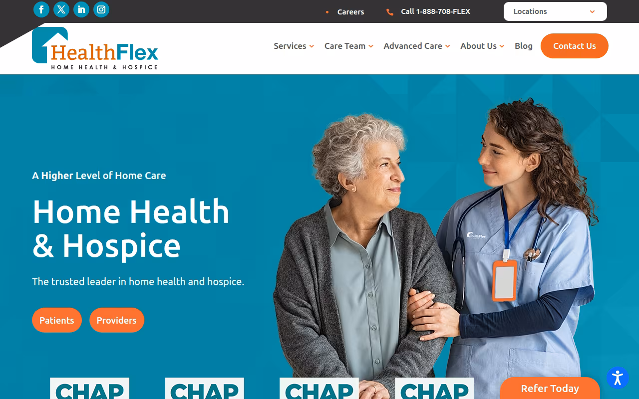 HealthFlex Home Health & Hospice website