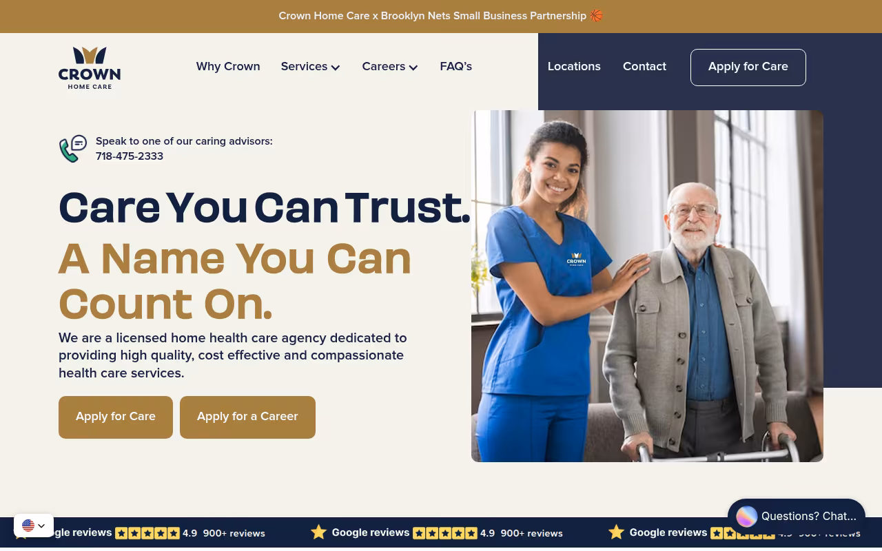 Crown Home Care - Queens website