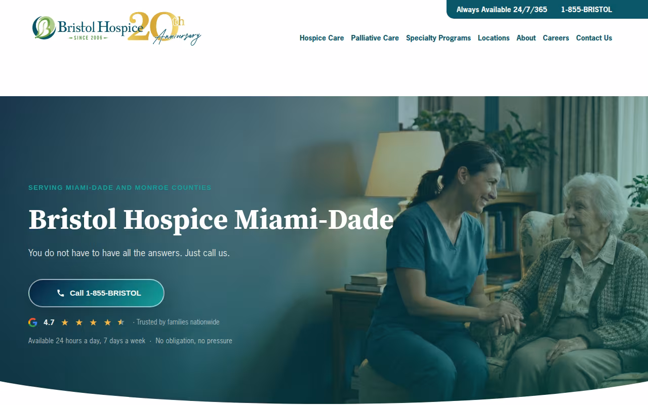 Bristol Hospice - Miami-Dade website